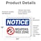 Signmission Weapon Free Zone OSHA Notice Sign, Vinyl Decal, 24in W x 18in L, 2PK OS-2PACK-NS-D-1824-L-16889 - alternate 2